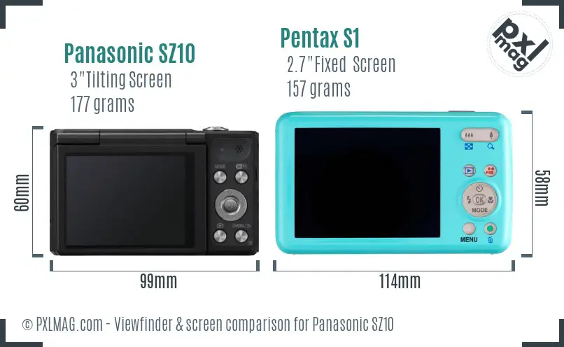 Panasonic SZ10 vs Pentax S1 Screen and Viewfinder comparison
