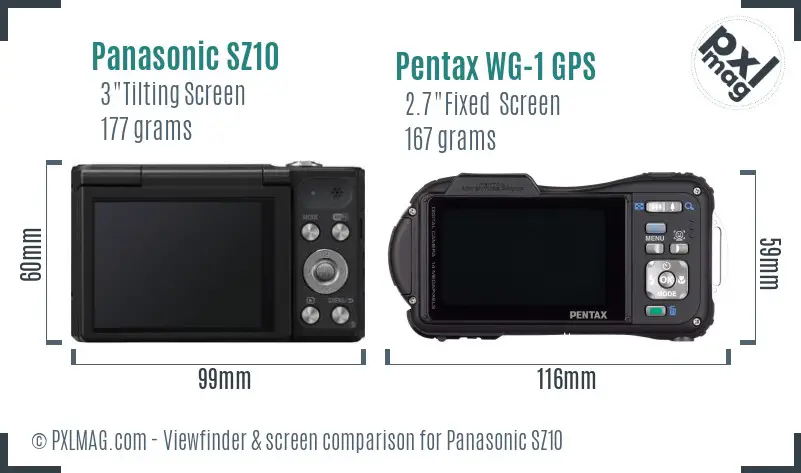 Panasonic SZ10 vs Pentax WG-1 GPS Screen and Viewfinder comparison