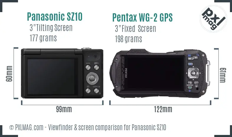 Panasonic SZ10 vs Pentax WG-2 GPS Screen and Viewfinder comparison
