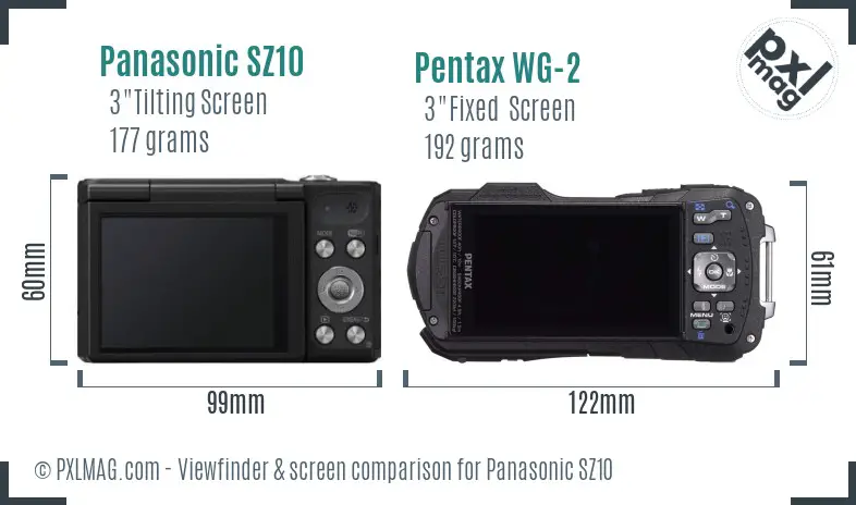 Panasonic SZ10 vs Pentax WG-2 Screen and Viewfinder comparison