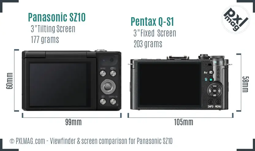 Panasonic SZ10 vs Pentax Q-S1 Screen and Viewfinder comparison