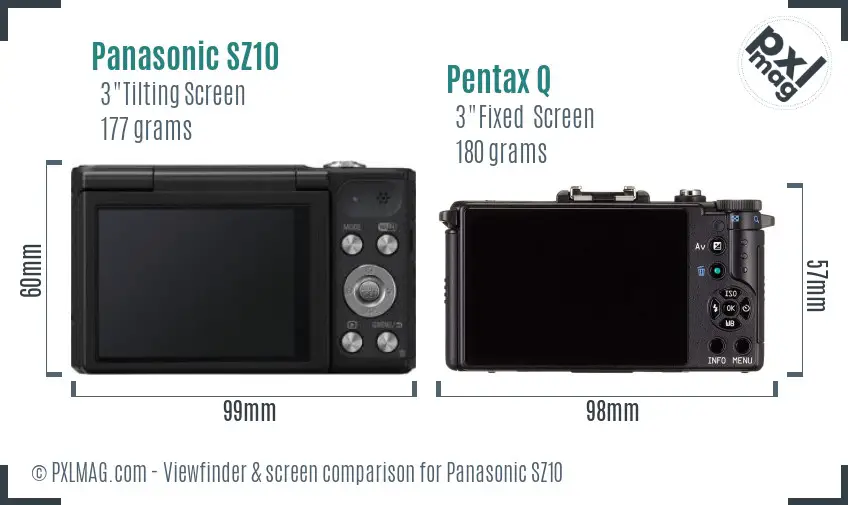 Panasonic SZ10 vs Pentax Q Screen and Viewfinder comparison