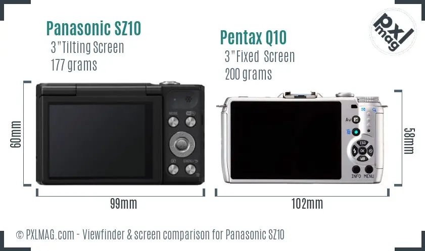 Panasonic SZ10 vs Pentax Q10 Screen and Viewfinder comparison