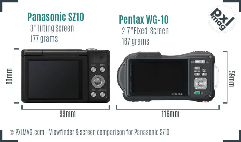 Panasonic SZ10 vs Pentax WG-10 Screen and Viewfinder comparison