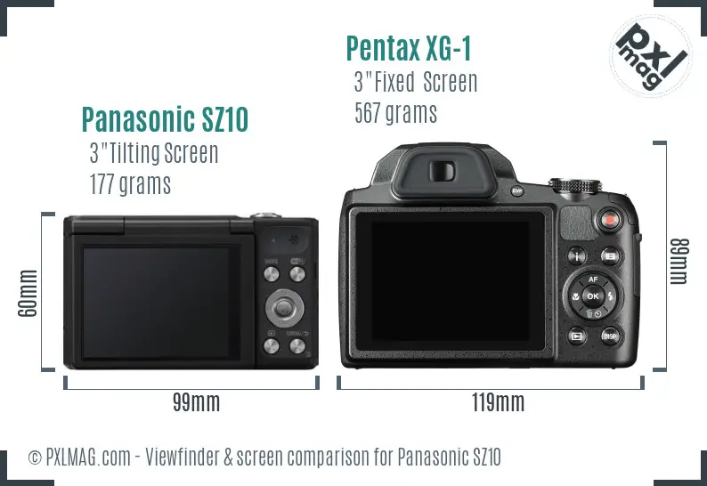 Panasonic SZ10 vs Pentax XG-1 Screen and Viewfinder comparison