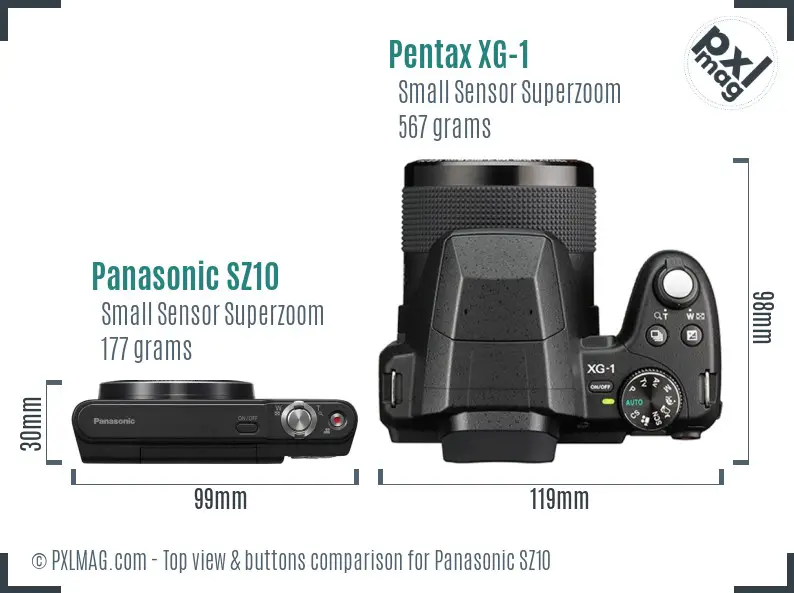 Panasonic SZ10 vs Pentax XG-1 top view buttons comparison