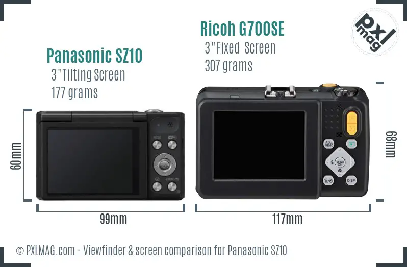 Panasonic SZ10 vs Ricoh G700SE Screen and Viewfinder comparison Panasonic SZ10 vs Ricoh G700SE Screen and Viewfinder comparison