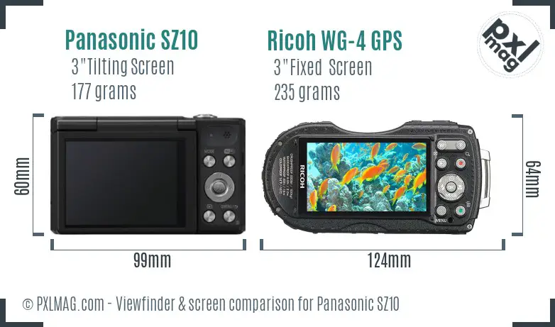 Panasonic SZ10 vs Ricoh WG-4 GPS Screen and Viewfinder comparison