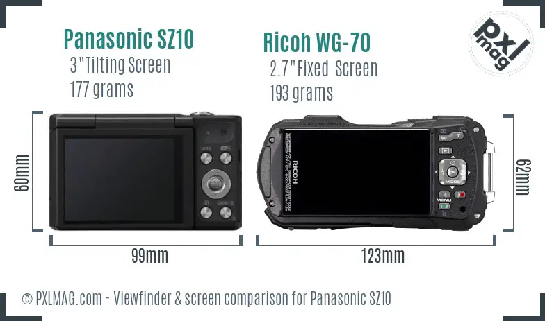Panasonic SZ10 vs Ricoh WG-70 Screen and Viewfinder comparison Panasonic SZ10 vs Ricoh WG-70 Screen and Viewfinder comparison