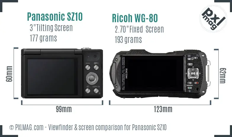 Panasonic SZ10 vs Ricoh WG-80 Screen and Viewfinder comparison Panasonic SZ10 vs Ricoh WG-80 Screen and Viewfinder comparison
