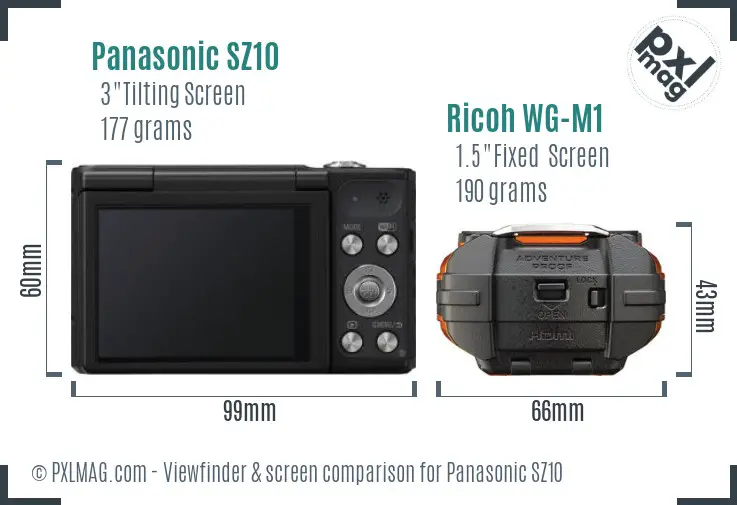Panasonic SZ10 vs Ricoh WG-M1 Screen and Viewfinder comparison Panasonic SZ10 vs Ricoh WG-M1 Screen and Viewfinder comparison