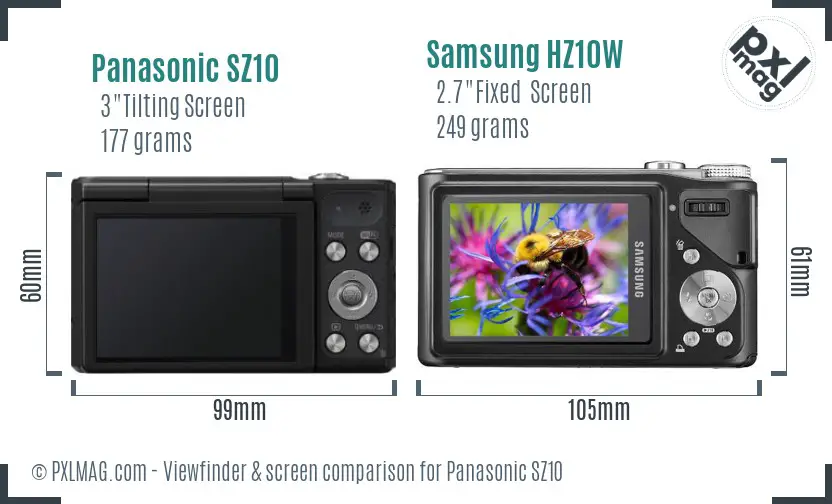 Panasonic SZ10 vs Samsung HZ10W Screen and Viewfinder comparison Panasonic SZ10 vs Samsung HZ10W Screen and Viewfinder comparison