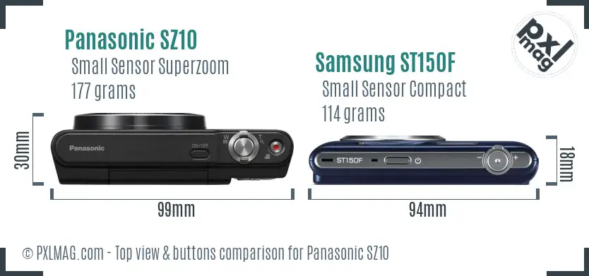 Panasonic SZ10 vs Samsung ST150F top view buttons comparison