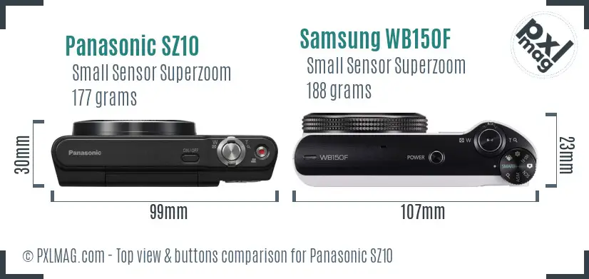 Panasonic SZ10 vs Samsung WB150F top view buttons comparison