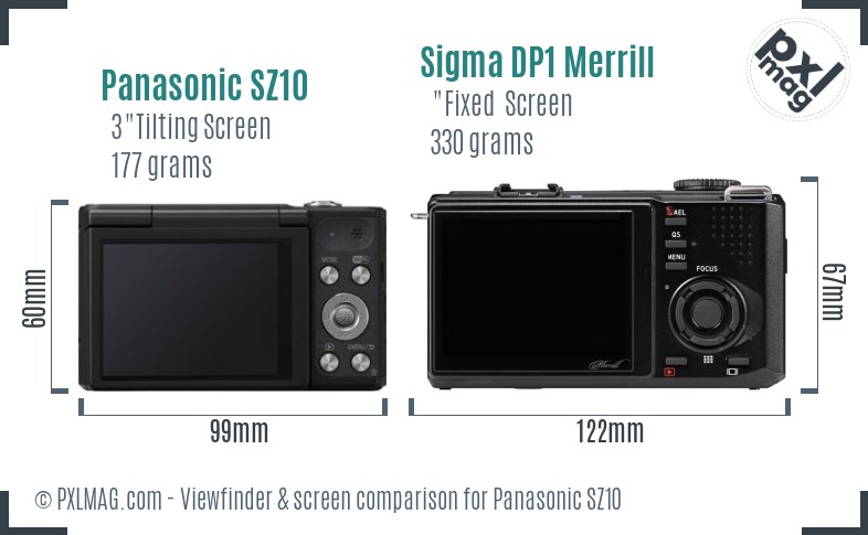 Panasonic SZ10 vs Sigma DP1 Merrill Screen and Viewfinder comparison
