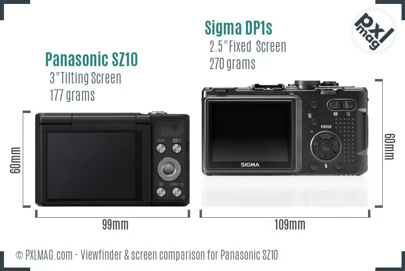 Panasonic SZ10 vs Sigma DP1s Screen and Viewfinder comparison