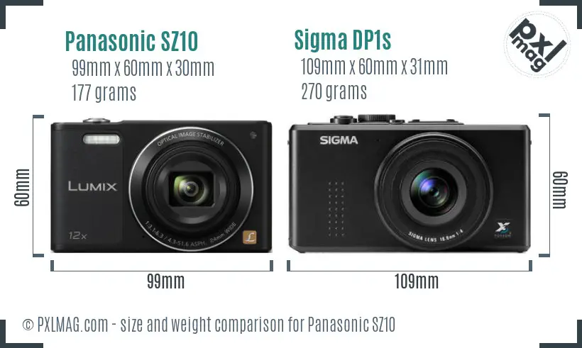 Panasonic SZ10 vs Sigma DP1s size comparison