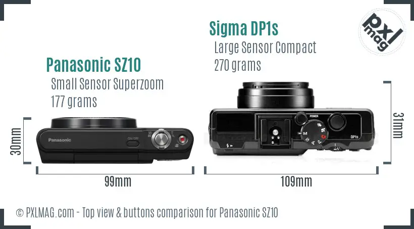 Panasonic SZ10 vs Sigma DP1s top view buttons comparison