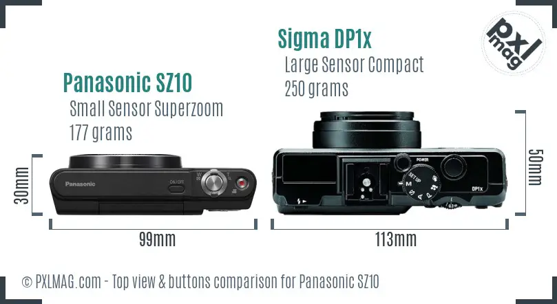 Panasonic SZ10 vs Sigma DP1x top view buttons comparison