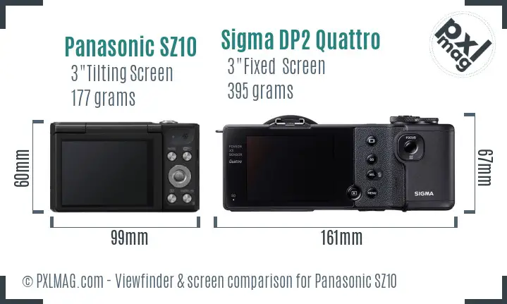 Panasonic SZ10 vs Sigma DP2 Quattro Screen and Viewfinder comparison