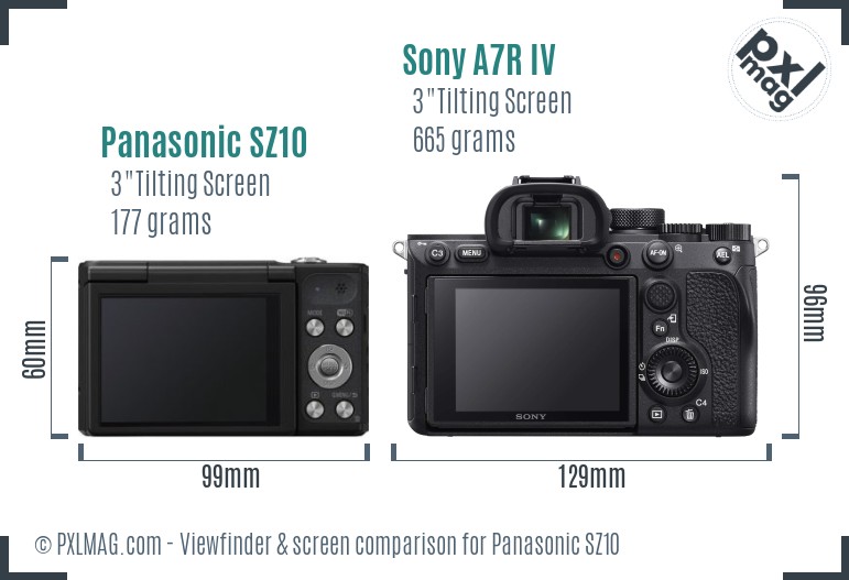 Panasonic SZ10 vs Sony A7R IV Screen and Viewfinder comparison