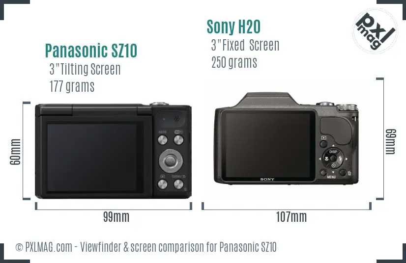 Panasonic SZ10 vs Sony H20 Screen and Viewfinder comparison