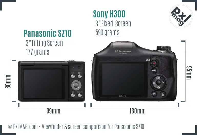 Panasonic SZ10 vs Sony H300 Screen and Viewfinder comparison