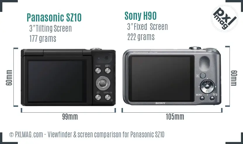 Panasonic SZ10 vs Sony H90 Screen and Viewfinder comparison