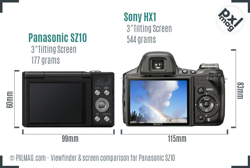 Panasonic SZ10 vs Sony HX1 Screen and Viewfinder comparison