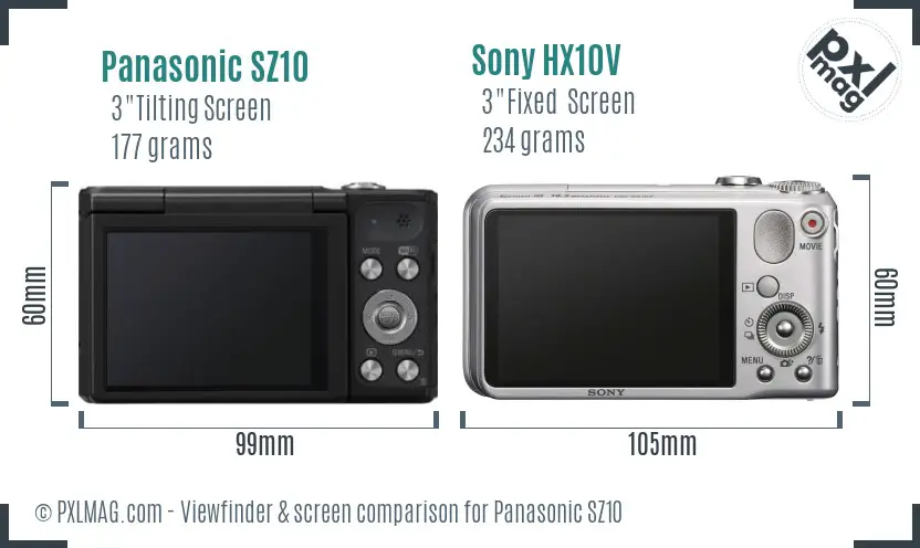 Panasonic SZ10 vs Sony HX10V Screen and Viewfinder comparison