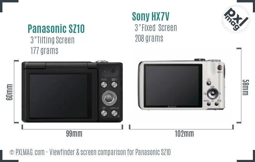 Panasonic SZ10 vs Sony HX7V Screen and Viewfinder comparison Panasonic SZ10 vs Sony HX7V Screen and Viewfinder comparison