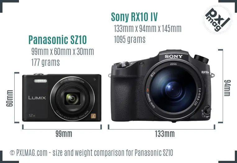Panasonic SZ10 vs Sony RX10 IV size comparison Panasonic SZ10 vs Sony RX10 IV size comparison