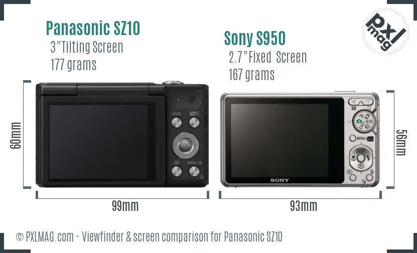 Panasonic SZ10 vs Sony S950 Screen and Viewfinder comparison