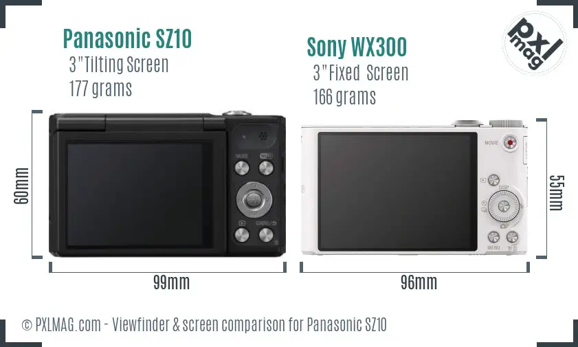 Panasonic SZ10 vs Sony WX300 Screen and Viewfinder comparison Panasonic SZ10 vs Sony WX300 Screen and Viewfinder comparison
