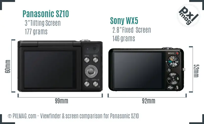 Panasonic SZ10 vs Sony WX5 Screen and Viewfinder comparison Panasonic SZ10 vs Sony WX5 Screen and Viewfinder comparison