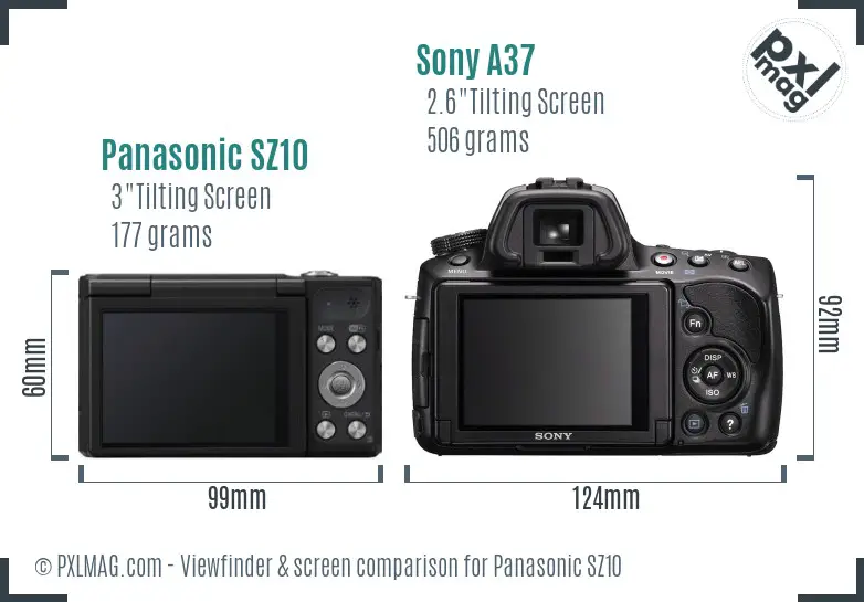 Panasonic SZ10 vs Sony A37 Screen and Viewfinder comparison Panasonic SZ10 vs Sony A37 Screen and Viewfinder comparison