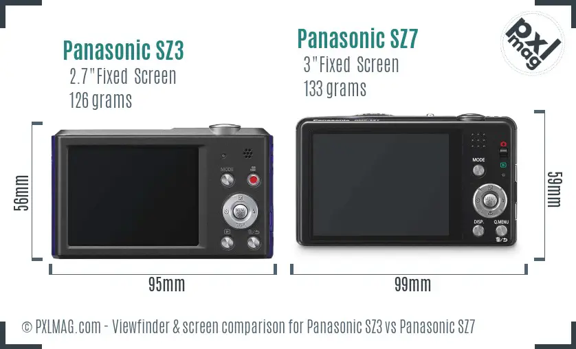 Panasonic SZ3 vs Panasonic SZ7 Screen and Viewfinder comparison
