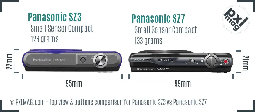 Panasonic SZ3 vs Panasonic SZ7 top view buttons comparison