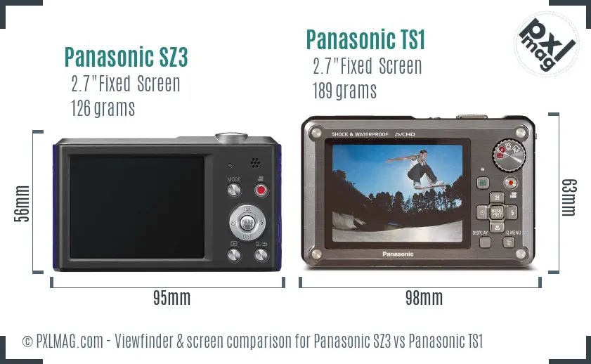 Panasonic SZ3 vs Panasonic TS1 Screen and Viewfinder comparison