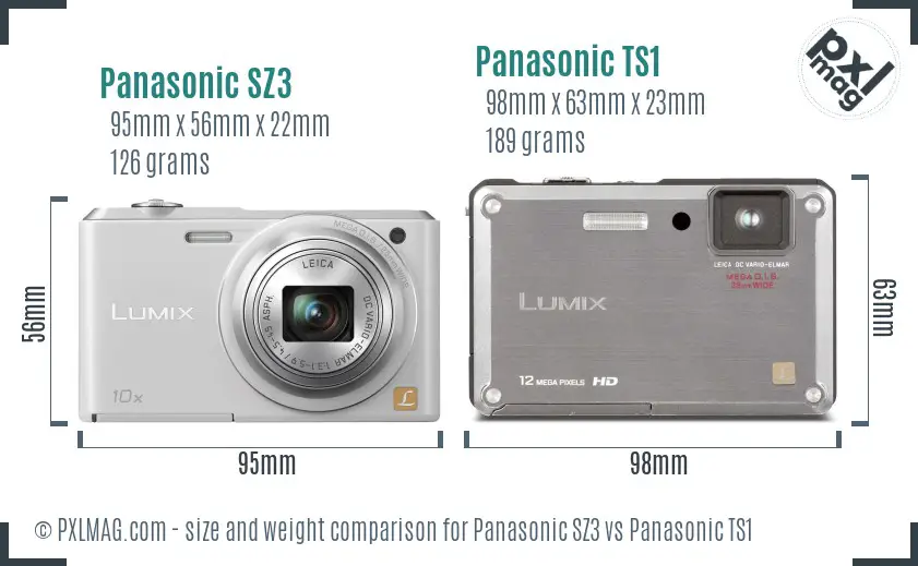Panasonic SZ3 vs Panasonic TS1 size comparison