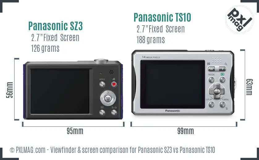 Panasonic SZ3 vs Panasonic TS10 Screen and Viewfinder comparison