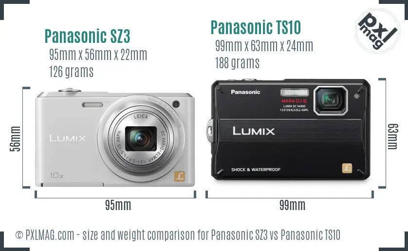 Panasonic SZ3 vs Panasonic TS10 size comparison
