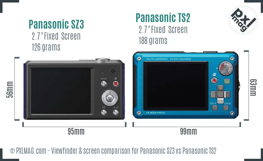 Panasonic SZ3 vs Panasonic TS2 Screen and Viewfinder comparison