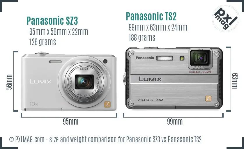 Panasonic SZ3 vs Panasonic TS2 size comparison