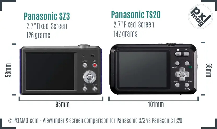 Panasonic SZ3 vs Panasonic TS20 Screen and Viewfinder comparison