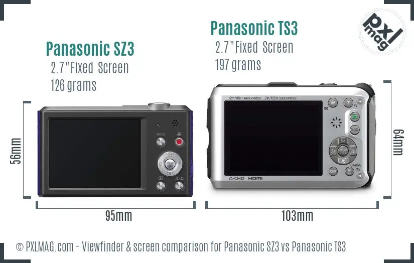 Panasonic SZ3 vs Panasonic TS3 Screen and Viewfinder comparison