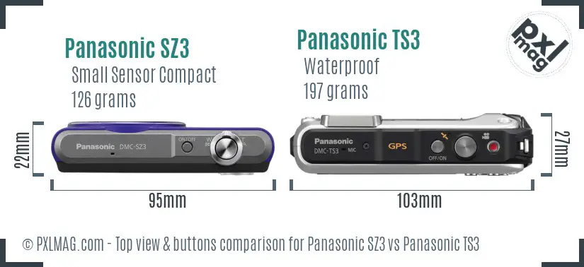 Panasonic SZ3 vs Panasonic TS3 top view buttons comparison
