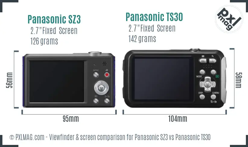 Panasonic SZ3 vs Panasonic TS30 Screen and Viewfinder comparison