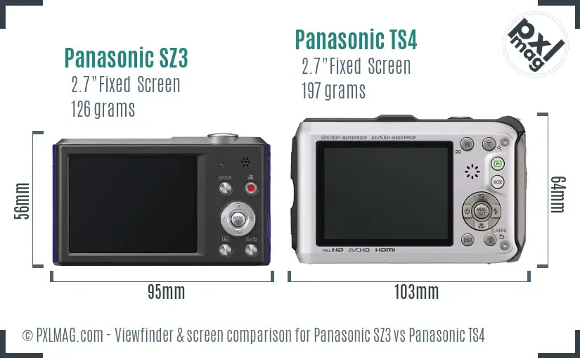 Panasonic SZ3 vs Panasonic TS4 Screen and Viewfinder comparison