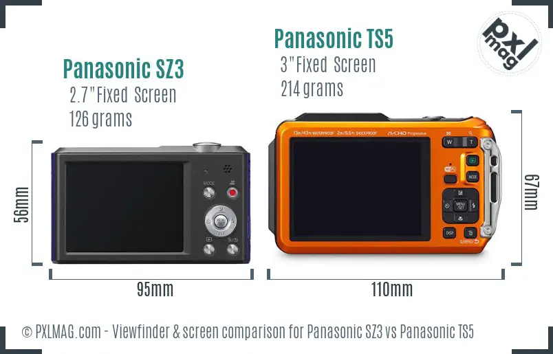 Panasonic SZ3 vs Panasonic TS5 Screen and Viewfinder comparison